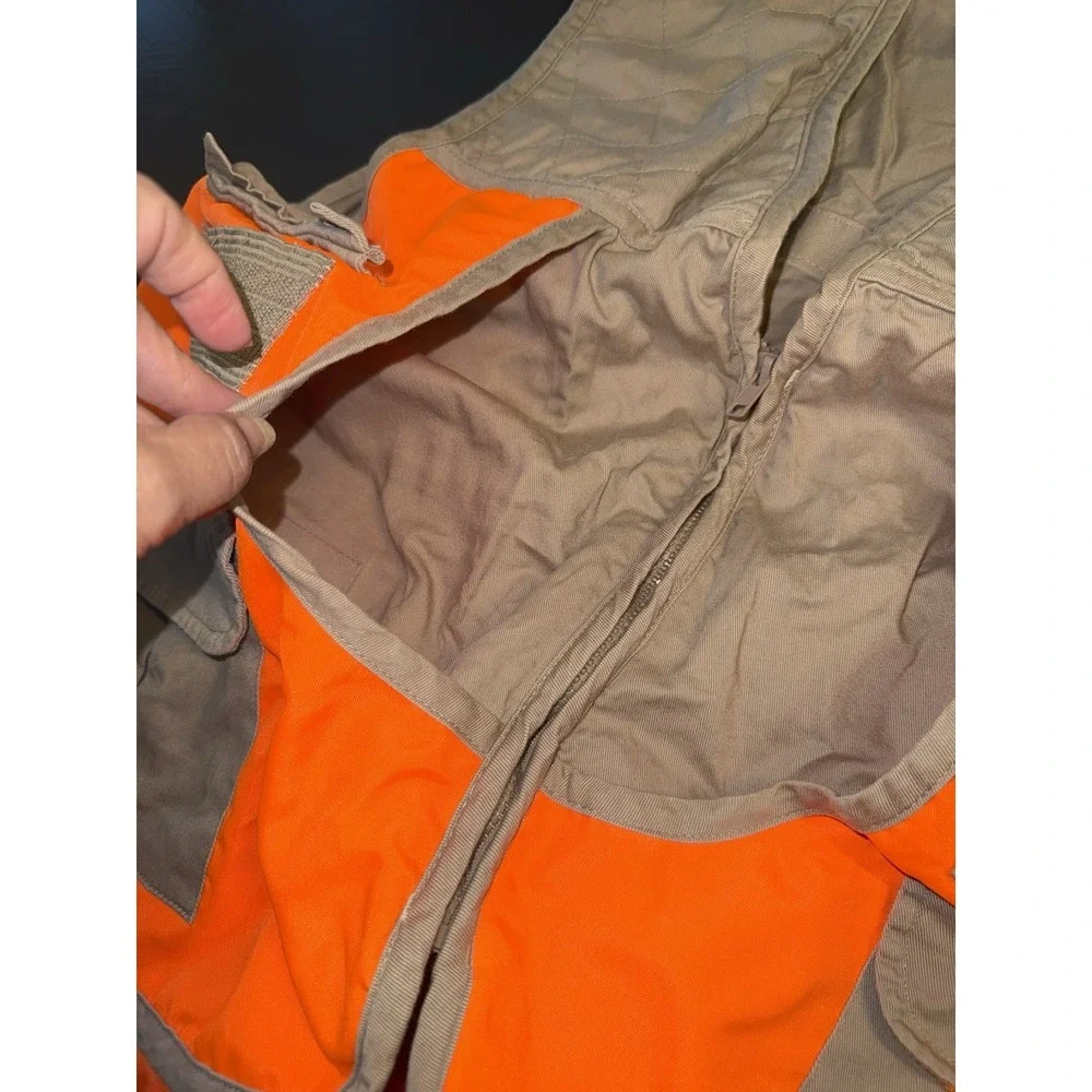 Men's Northwest Territory Hunting Vest Utility Blaze Orange Tan Pockets Sz L